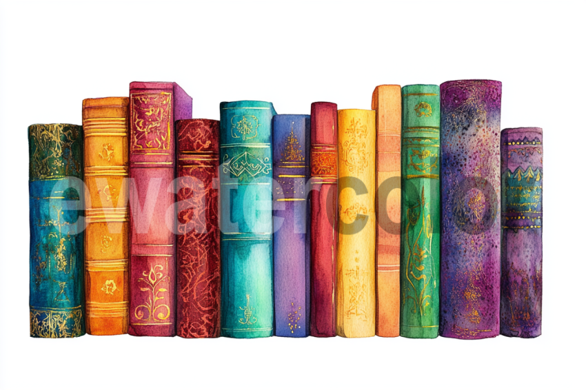 Watercolor Vintage Book Collection