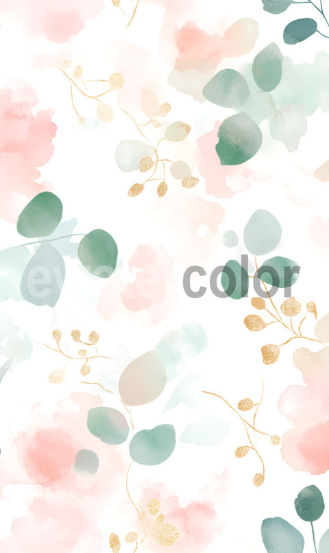 Watercolor Eucalyptus and Blossom Background