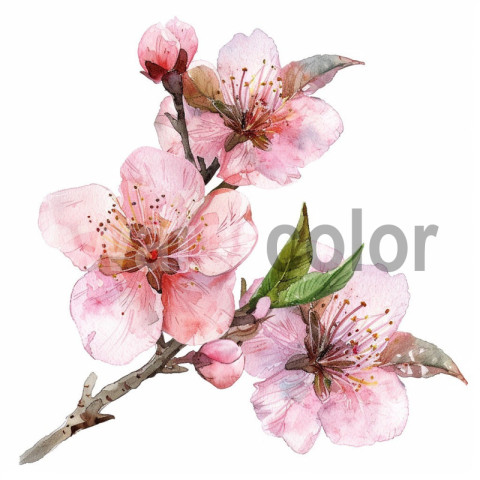 Peach blossom white background