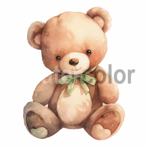 Watercolor Teddy Bear Illustration