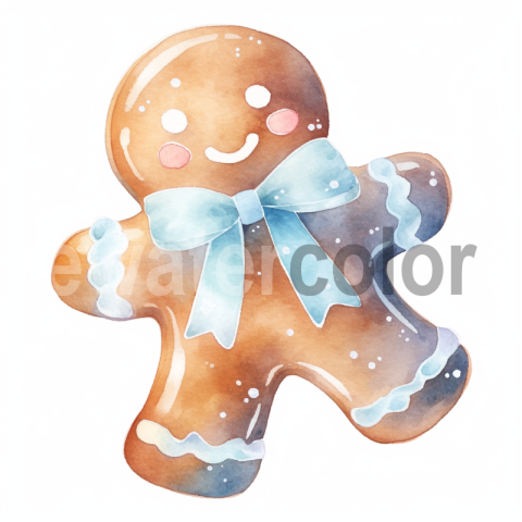 Watercolor Iced Gingerbread Man