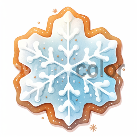 Watercolor Christmas Snowflake Cookie