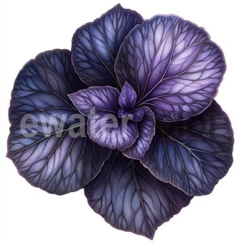 Watercolor Dark Leaf Begonia Moonlight Butterfly