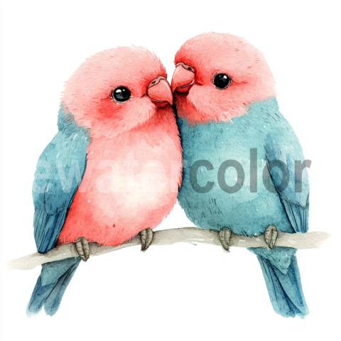 Watercolor Romantic parrots Birds Illustration