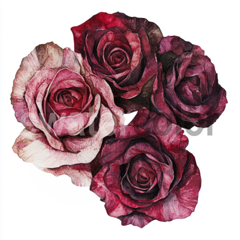 Watercolor Romantic Red Roses illustration