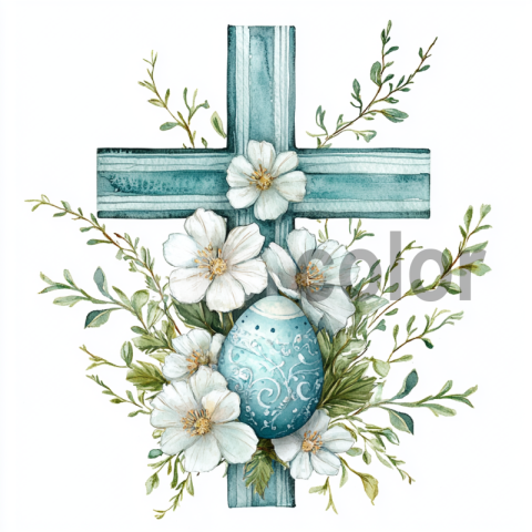 Watercolor Spring Easter Cross