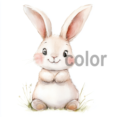 Watercolor Cute Easter Rabbit