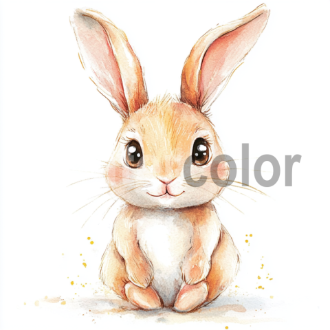 Watercolor Adorable Bunny Illustration