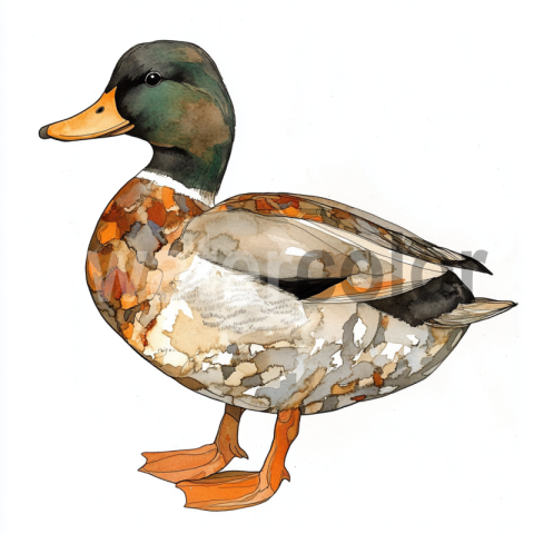 Watercolor Realistic Duck Painting