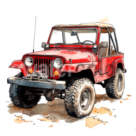 Watercolor Jeep Adventure