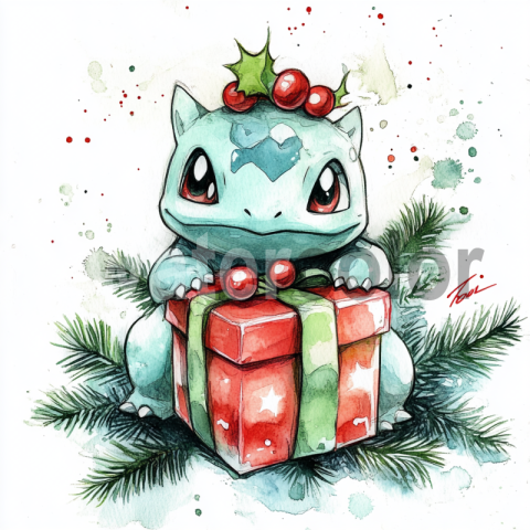 Watercolor Santa Pokemon