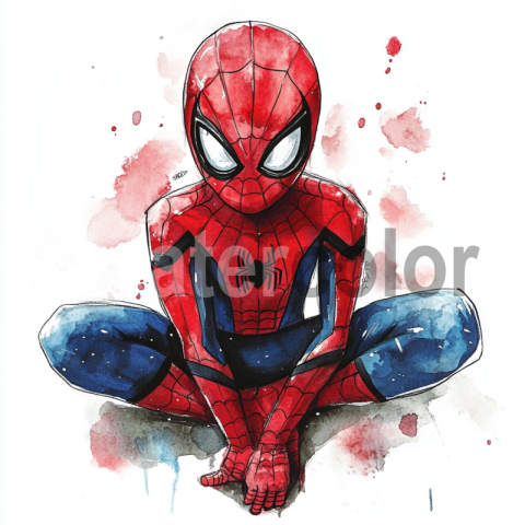 Watercolor Spider-Man Illustration