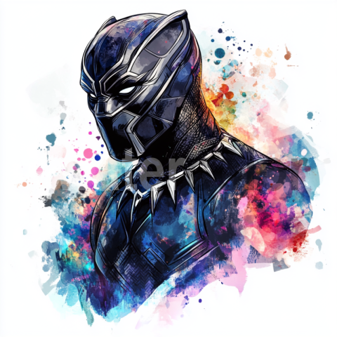 Watercolour cartoon marvel black panther