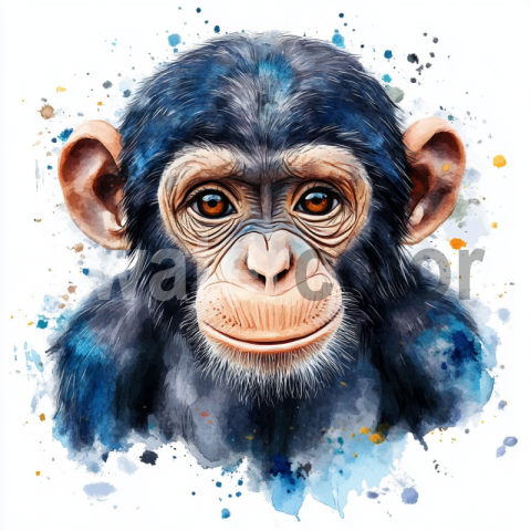 Watercolor monkey Illustration