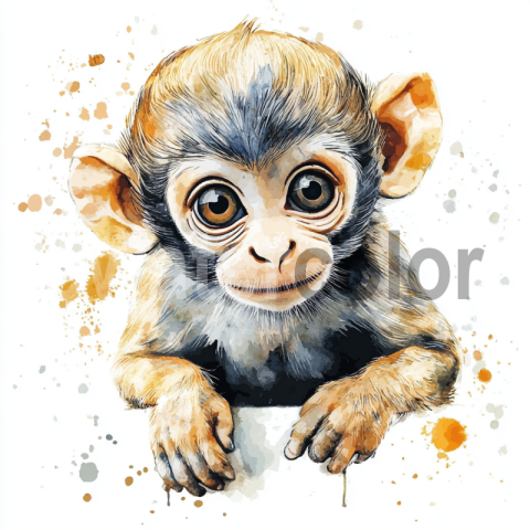 Watercolor Jungle Monkey