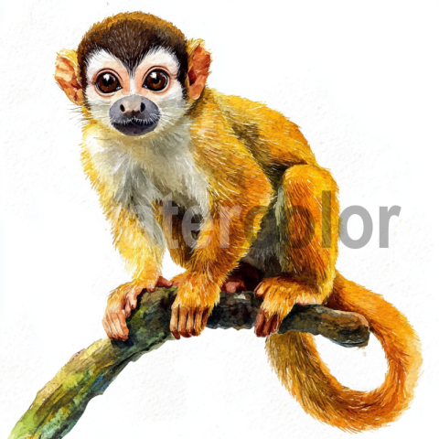 Realistic watercolour squirrel monkey