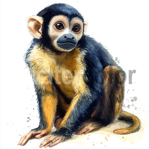 Realistic watercolour spider monkey