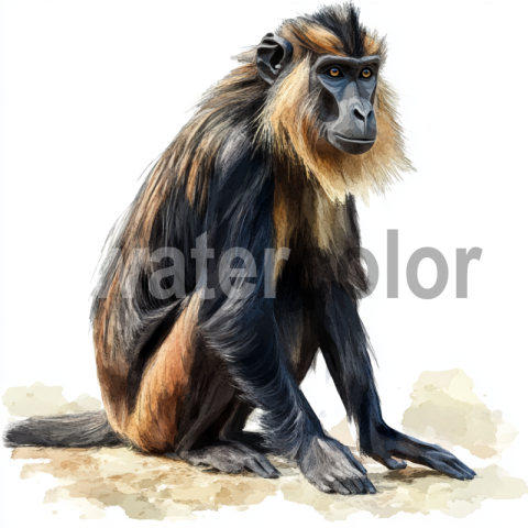 Realistic Watercolor Gelada Monkey