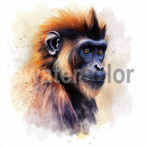 Watercolor Theropithecus gelada