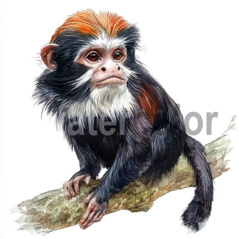 Realistic Watercolor Emperor Tamarin