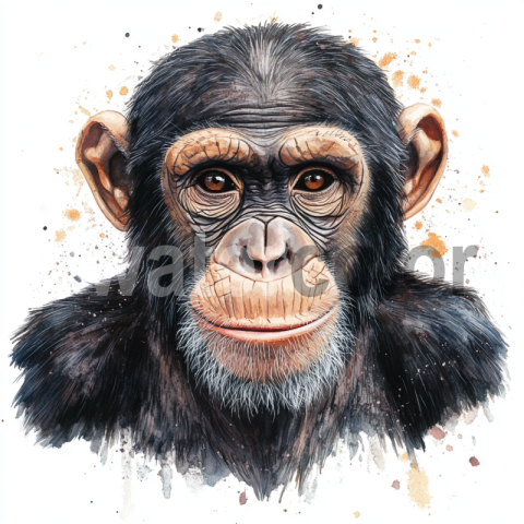 Watercolor Chimpanzee illustration