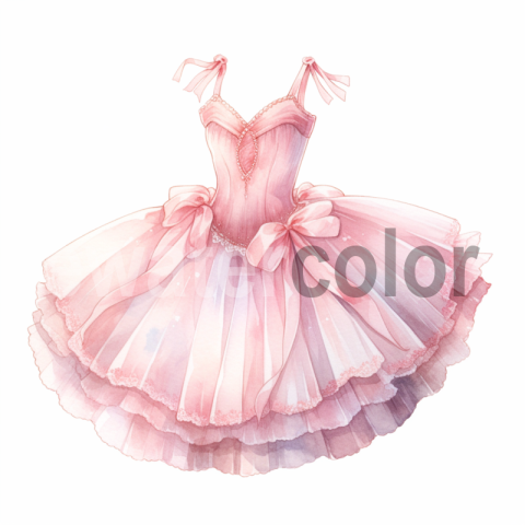 Watercolor ballerina dress light pink tutu, cute, romantic