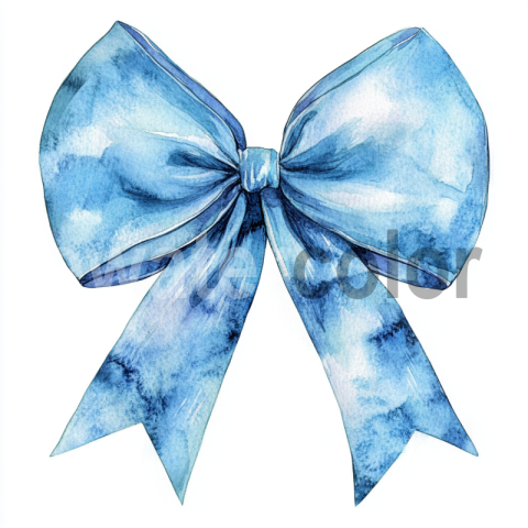 Watercolor Blue Bow illustration