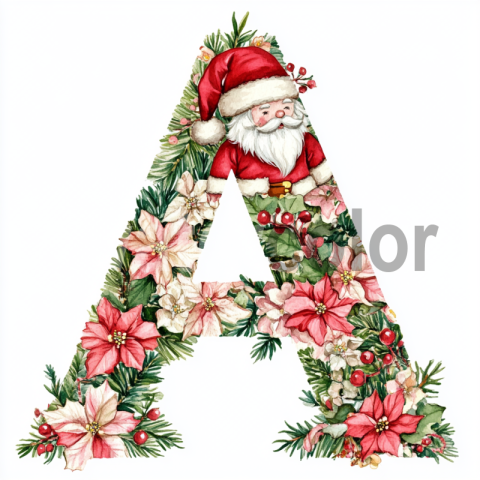 Watercolor Christmas Letter A