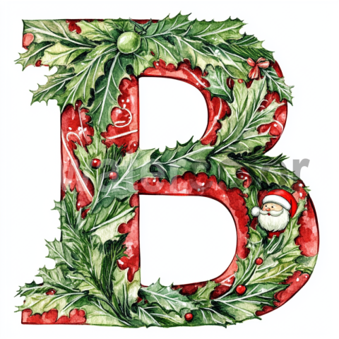 Watercolor Christmas Monogram B