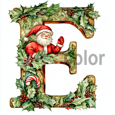 Watercolor Christmas Letter E