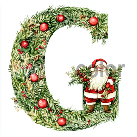 Watercolor Christmas Letter G