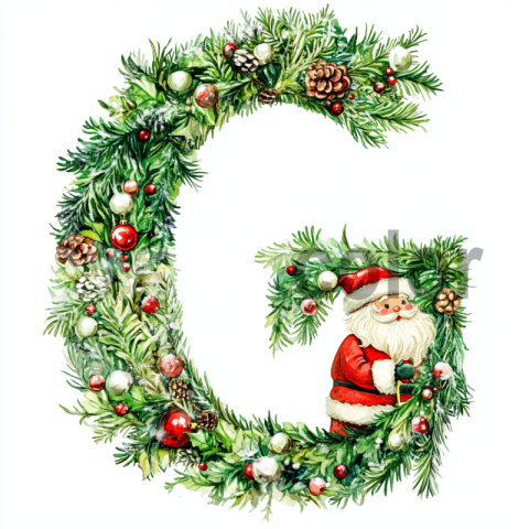 Watercolor Christmas Monogram G