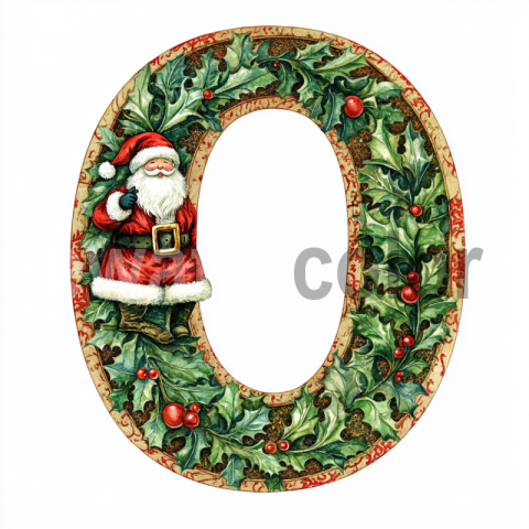 Watercolor Christmas Monogram O