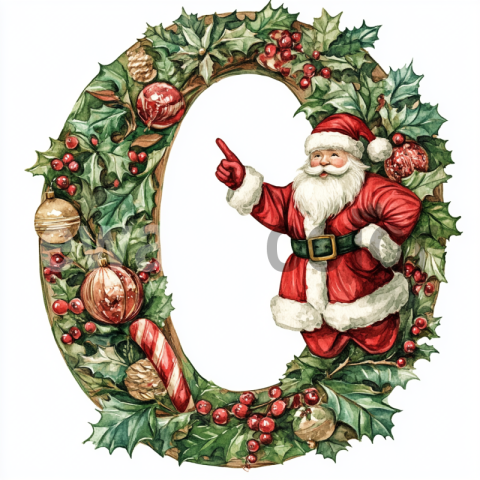 Watercolor Watercolor Christmas Letter O