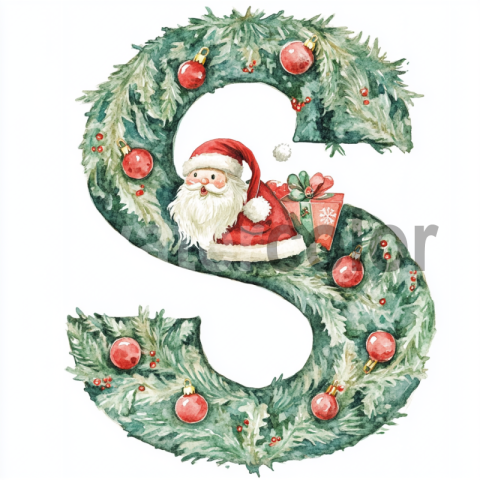 Watercolor Christmas Wreath "S"