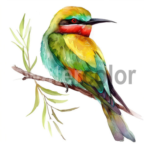 Watercolor Bee-Eater illustration