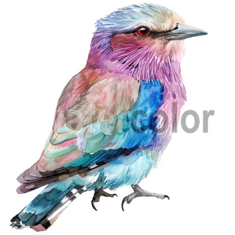 Watercolor Lilac-Breasted Roller bird illustration