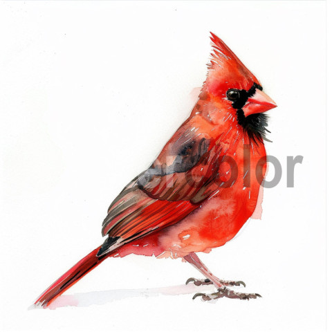 Watercolor Northern Cardinal bird illustration