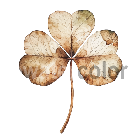 Beige transparent Clover Leaf Watercolor