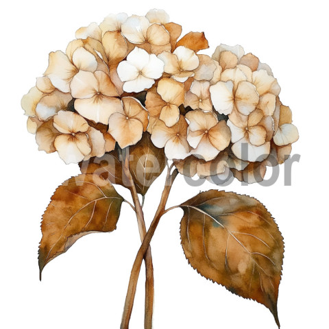 Watercolor Beige Hydrangea