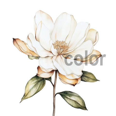 Elegant watercolor Magnolia Blossom