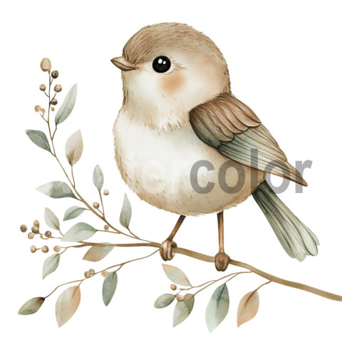 Sepia Watercolor Bird illustration