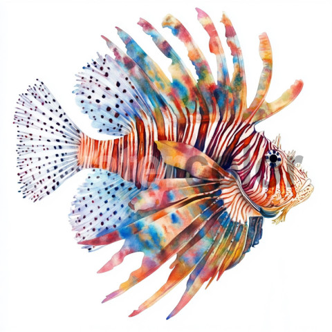 Colorful Watercolor Lionfish