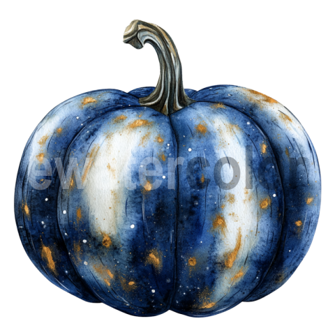 Navy blue watercolor pumpkin illustration