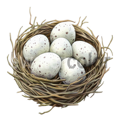 Watercolor nest with eggs illustration