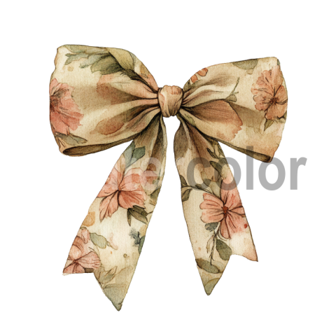 Watercolor floral bow illustration