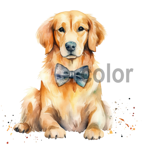 Watercolor Golden Retriever transparent illustration