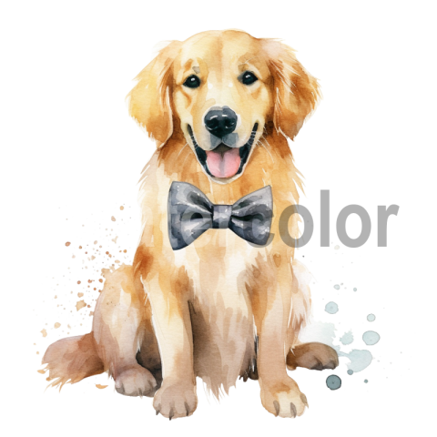 watercolor Golden Retriever Gentleman transparent illustration