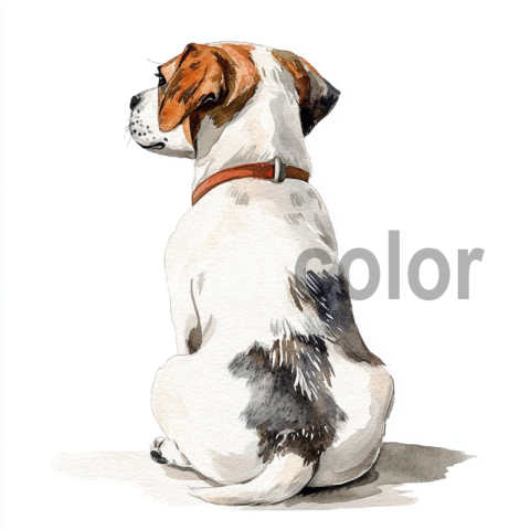 Watercolor back view of a dog illustration