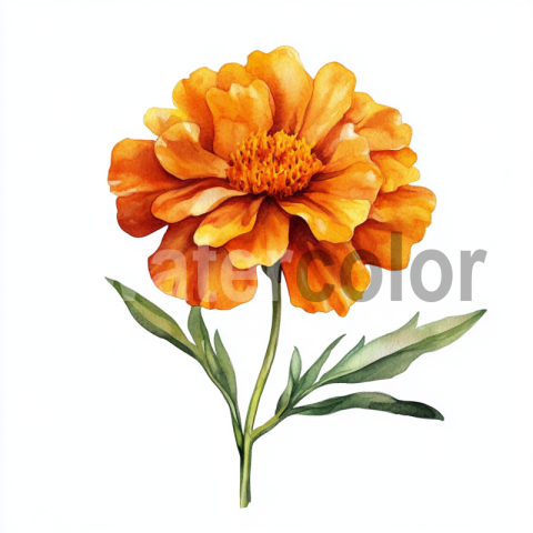 Watercolor Marigold: A Botanical Illustration